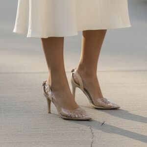 Gold rhinestone gem clear high heels retro